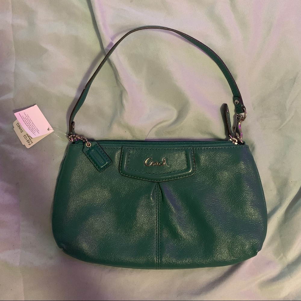 Large turquoise coach wristlet